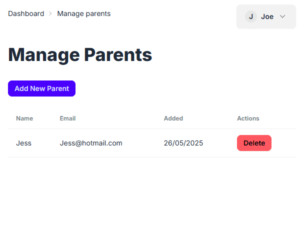 Setup parent profiles